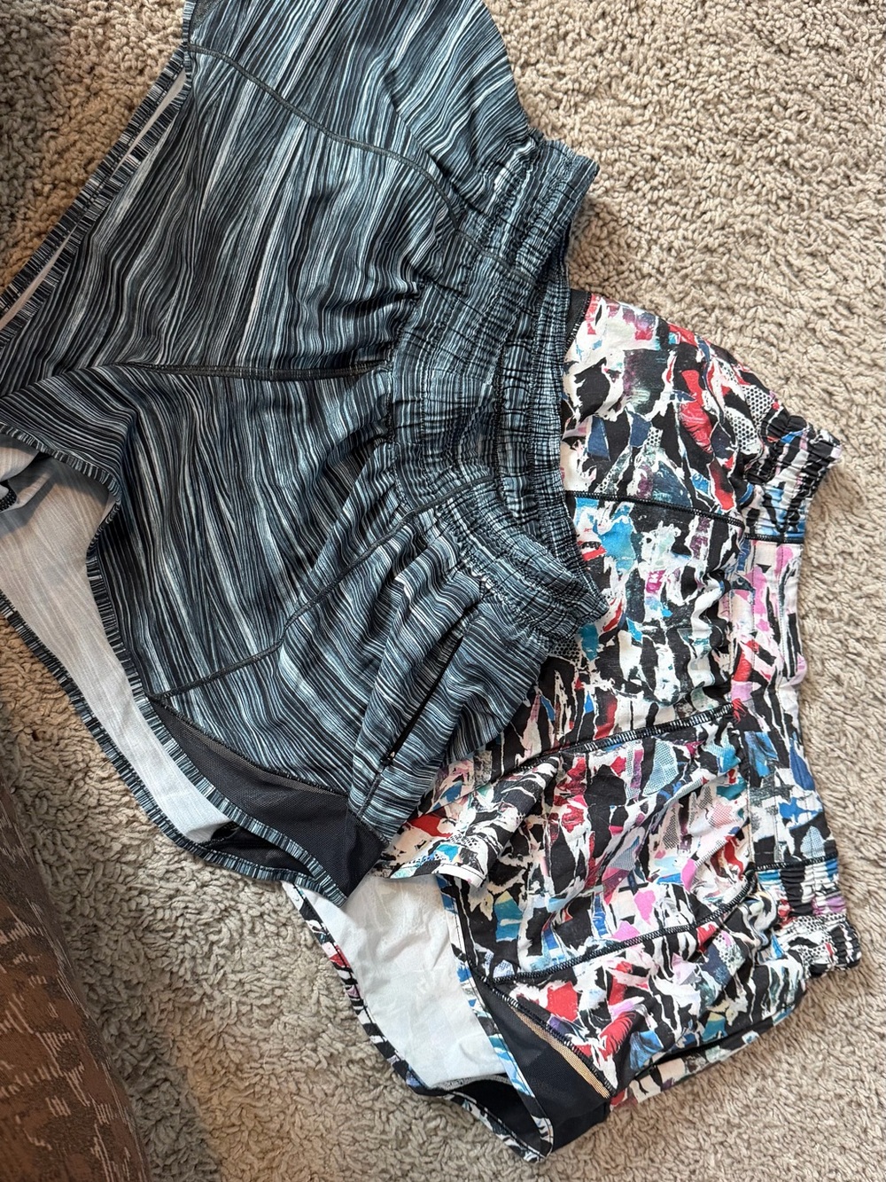 lululemon athletica Women’s Athletic Shorts - Black Stripes & Multicolor Print